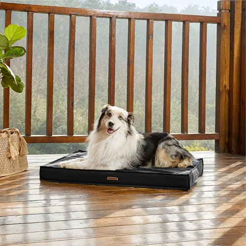 Image of LE SURE Outdoor Waterproof Dog Beds Large Sized,Orthopedic Pet Mat,36x27In | Crate Pad for Dogs with Oxford Fabric Surface,Removable Washable Cover,Egg Foam Kennel Pads,Non slip Bottom,Black