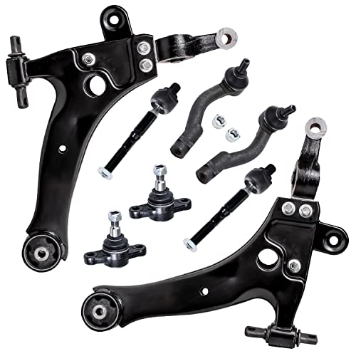 Image of Detroit Axle - 8pc Front End Control Arms Kit for 01-06 Kia Magentis, 01-05 Optima, Lower Control Arms Lower Ball Joints Tie Rod Ends 2001 2002 2003 2004 2005 2006 Replacement