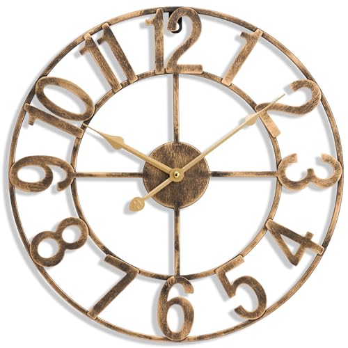 Sorbus Large Wall Clock, Metal Frame, Battery Powered (24 Inch, Bronze) - image 1