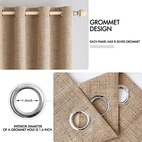Image of MIULEE 100% Blackout Linen Textured Curtains for Bedroom Solid Thermal Insulated Copper Brown Grommet Room Darkening Curtains & Drapes Luxury Decor for Living Room 42 x 63 Inch (2 Panels)