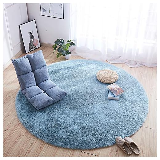 JYMDH Runda mattor sammet tjock lugg lurviga mattor för vardagsrum sovrum barnkammarmattor, antiglid fläck blekningsbeständig lätt att rengöra matta-blå 140 x 140 cm