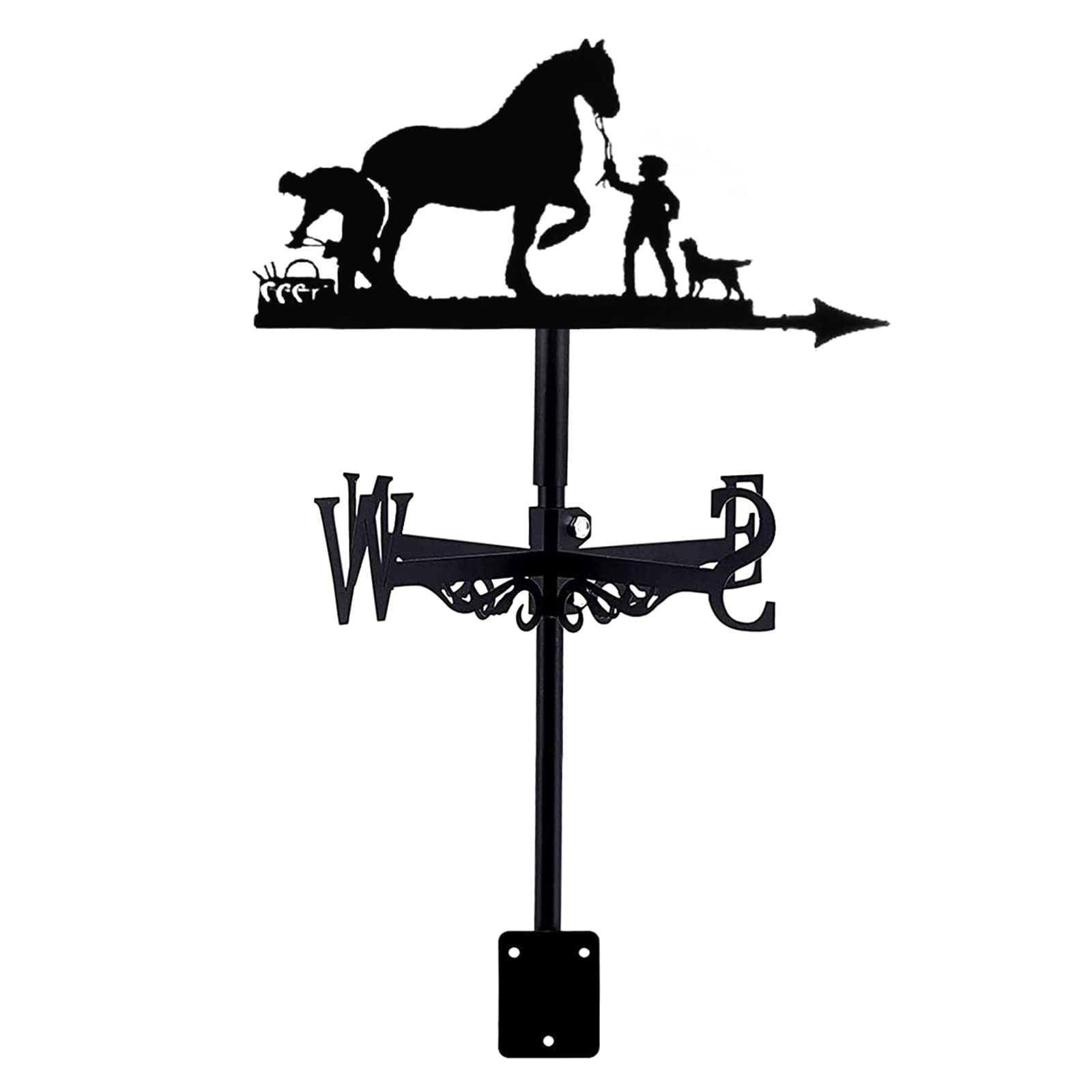 TAXXII Exquisite Metal Weathervane Farm Scene Ornament Weather Vane Garden Stake Wind Direction Indicator for Yard Roof Mount-Horse