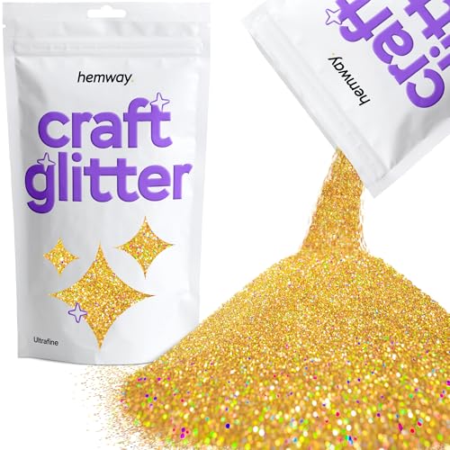Hemway Craft Glitter Gold Holographic 100g Ultrafine Glitter for Crafts, Resin, Epoxy, Tumbler, Art, Candle, Decorations, Crafting Supplies