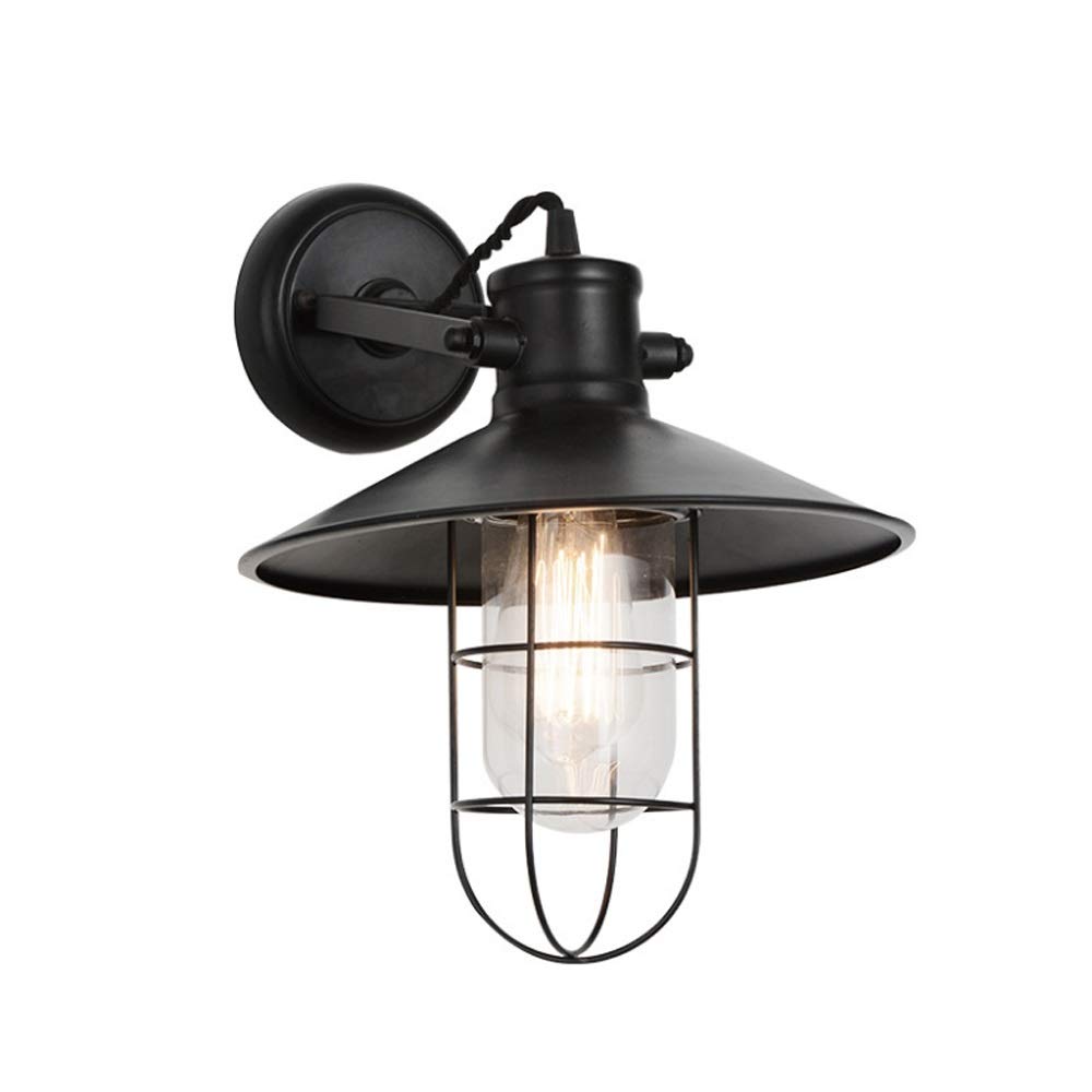 SXECAEPS Single Head Glass Wall Light E27 Loft Aisle Retro Industrial Vintage Bedroom Indoor Lighting Corridor Lamp Bar Iron Night Sconce Led Home Decor Lantern Interesting