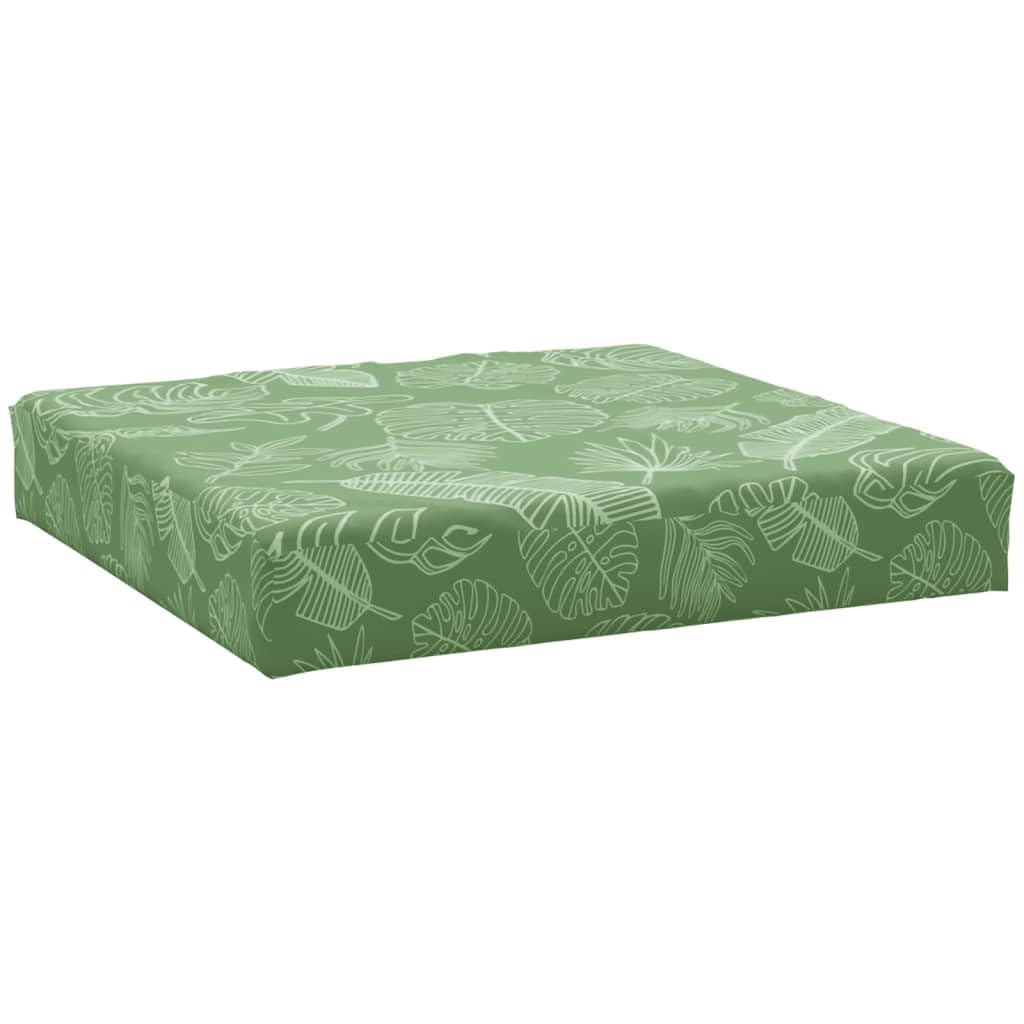 Coussin d'assise 60x60 motif feuilles pour créer un coin détente en palette sur la terrasse