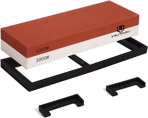 Miniatura 1 de WUTA Kit de piedra afiladora de cuchillos, afilador profesional de doble cara 2 en 1 para herramientas de manualidades, cocina, exteriores y