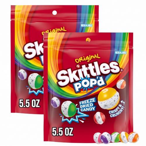 SKITTLES POP'd Originals Freeze Dried Candy, Freeze Dried Snacks, 5.5 Oz Bag (Pack of 2)