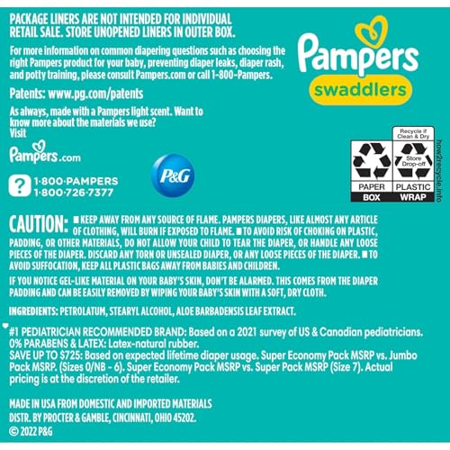 Image of Pampers Swaddlers Diapers, Size 6 (35+ Pounds), 112 Count