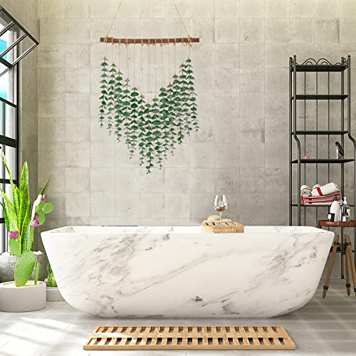 Artificial Eucalyptus Hanging Wall Decor, Eucalyptus Greenery Vines Wall Hanging Plants With Wooden Stick Farmhouse Rustic Boho Wall Decor For Bedroom, Living Room, Entryway, Bathroom, Kitchen Decor #TOP4