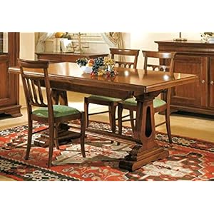 Dafne Italian Design Ensemble de table extensible avec chaises noyer, style classique (cm. L. 180 cm, H. 80 cm, P. 85 cm) (TVG)