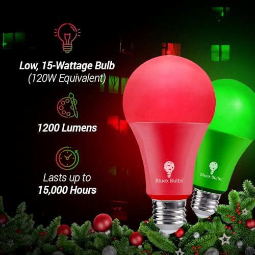 Pacote com 2 lâmpadas BlueX LED A21 verde - 15W (equivalente a 120 watts) - Lâmpada verde LED E26 ba