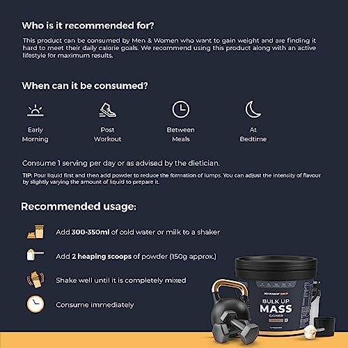 Image of Nutrabay Gold Bulk Up Mass Gainer Powder - 5kg, Chocolate | 30g Protein, 104g Carbs, 554 Calories | Easy to Digest | 100% Veg Muscle Building & Weight Gainer Supplement for Men & Women