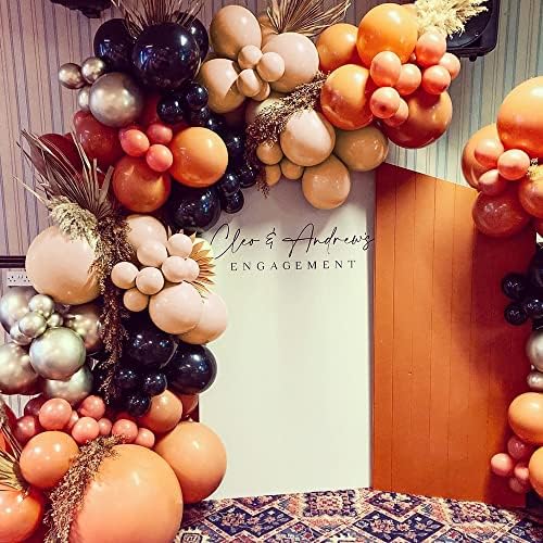 Balloon Arch Orange Black,Balloon Garland Kit Retro Orange Double Stuffed Latex Balloons Black Apricot Metallic Gold Balloon Arches for Birthday Baby Shower Anniversary Halloween Party Decorations
