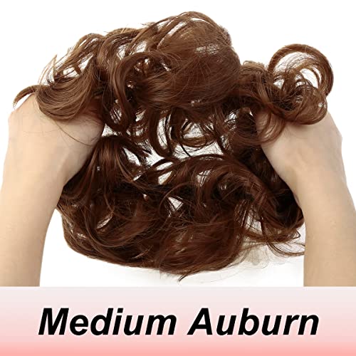 JJstar Messy Hair Bun Curly Wavy Hair Scrunchies Accessories Pieces for Women Girls Synthetic Chignons (Medium Auburn) - Image 2