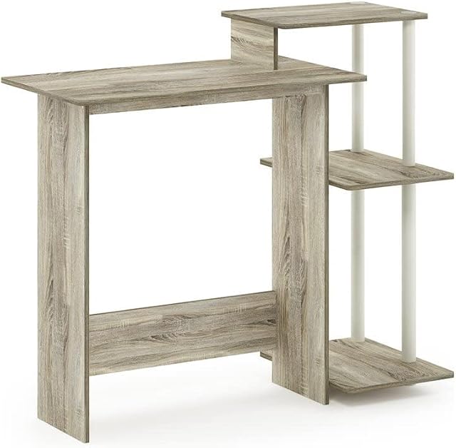 Furinno Efficient Home Laptop Notebook Computer Desk, Study Desk, Writing Desk, Sonoma Oak/White