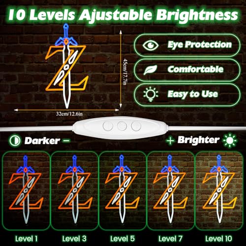 Image of Sword Neon Sign - Legend of Wall Hanging Neon Sign - Blue and Orange LED Lighted Gaming Decor - Sword LED Neon Sign - 17.7 * 8.9 inches - Gamer Gift and Room Decoration, Blue,Orange,White