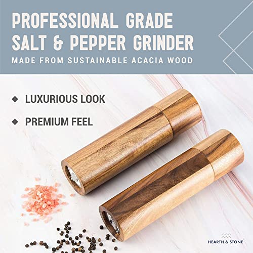 Wooden Salt And Pepper Grinder Set - Salt And Pepper Mill W/Rose Gold Scoop - Pepper Grinder, Sea Salt Shaker Grinder - Salt And Pepper Mills Shaker Grinders - Salt & Pepper Shakers, Seasoning Shaker #TOP2