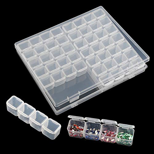 Image of 1 Pack 56 Grids Diamond-Paint-Art Box Plastic Jewelry Organizer Storage Container Diamond Embroidery Storage Boxes Nail Art Tools Storage Case for DIY Rhinestone Beads or Nail Art Small Findings