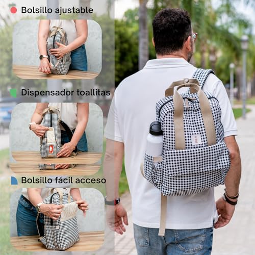 ANCRIVE, Mochila carro bebe impermeable, 7 compartimentos y 9 bolsillos, Organización rápida para paseos y viajes, Ideal para mamá y papá, Mochila pañales con cambiador. - imagen 7