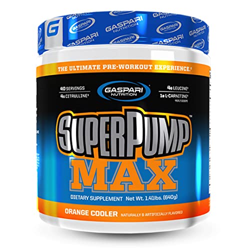 Image of Gaspari Nutrition SuperPump MAX, The Ultimate Pre Workout Powder, Sustained Energy Preworkout, Nitric Oxide Booster, Muscle Growth, Recovery & Replenishes Electrolytes (40 Serving, Orange Cooler)
