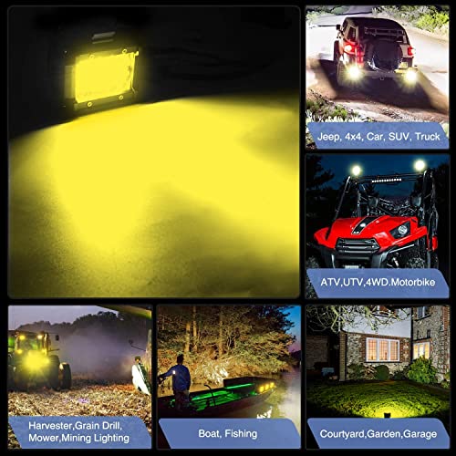 Image of Nilight 2PC 4Inch Yellow Led Pods Triple Row 60W Flood Spot Combo Driving Fog Lights with 16AWG Switch Wiring Harness Kit-2 Leads for Offroad Pickup Trucks ATV UTV SUV, 2 Years Warranty