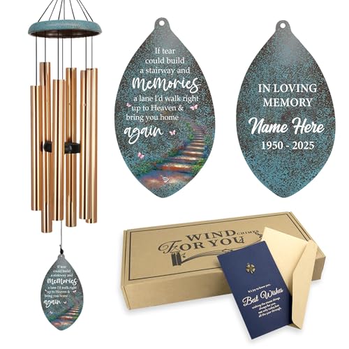 Image of ASTARIN Personalized 35inch Sympathy Wind Chimes, Memorial Gifts Wind Chimes for Outside, Deep Tone Wind Chime for Loss of Loved Ones, Commemorative Wind Chime for Mom /Dad /Friends,Produced in Texas