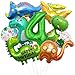 XXL Dino Geburtstag Deko, 4 Jahre Dinosaurier Folienballon, Dinosaurier Geburtstagsdeko Jungen, Grüner Luftballons Dino, Zahlenballon 4 für Dinosaurier Jurassic Dschungel Party Kinder Geburtstag