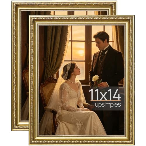 Image of upsimples Vintage 11x14 Picture Frame, Antique Gold Frames, 2 Pack