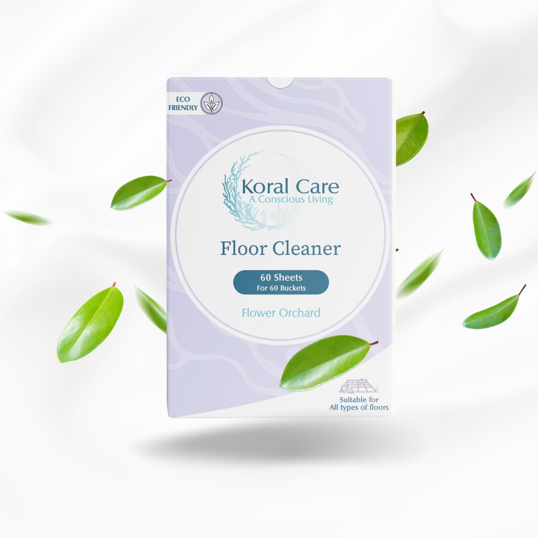 Eco-Friendly Floor Cleaner Sheets|60 Sheets (= 2 Months)|Baby & Pet Friendly| Removes Hard Water Stains| Suitable for all surfaces -Marble, Wood etc|Free of Ammonia, Chlorine|Flower Orchard