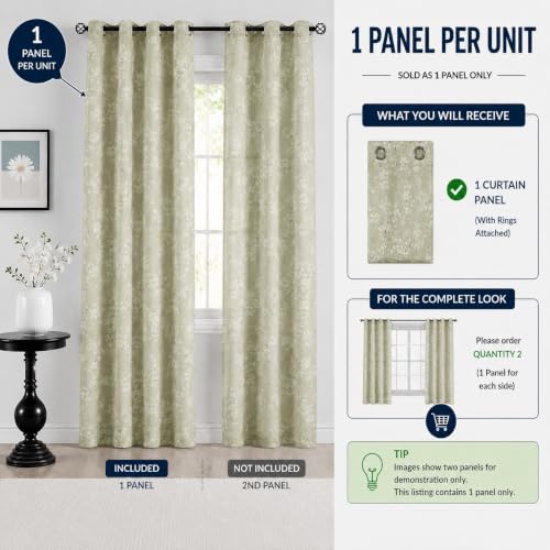 Image of BFAM Sheer Curtain with Floral Print, Premium Printed Sheer Drapes, Eyelet /Grommet Curtain for Living Room, Bedroom, Light Filtering Curtains, Green Floral 11 Feet,Pack of 1 Curtain