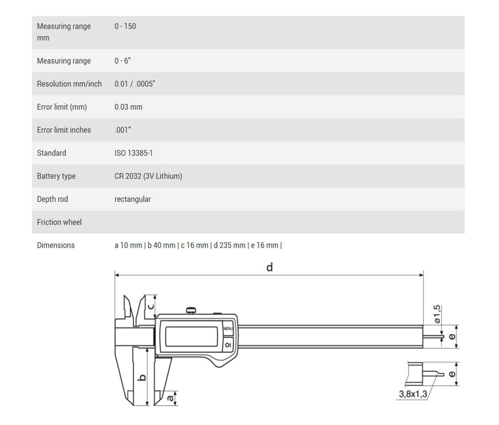 Calibrador Digital 16EWRi 4103403 0-150 mm 0,01/0,0005"