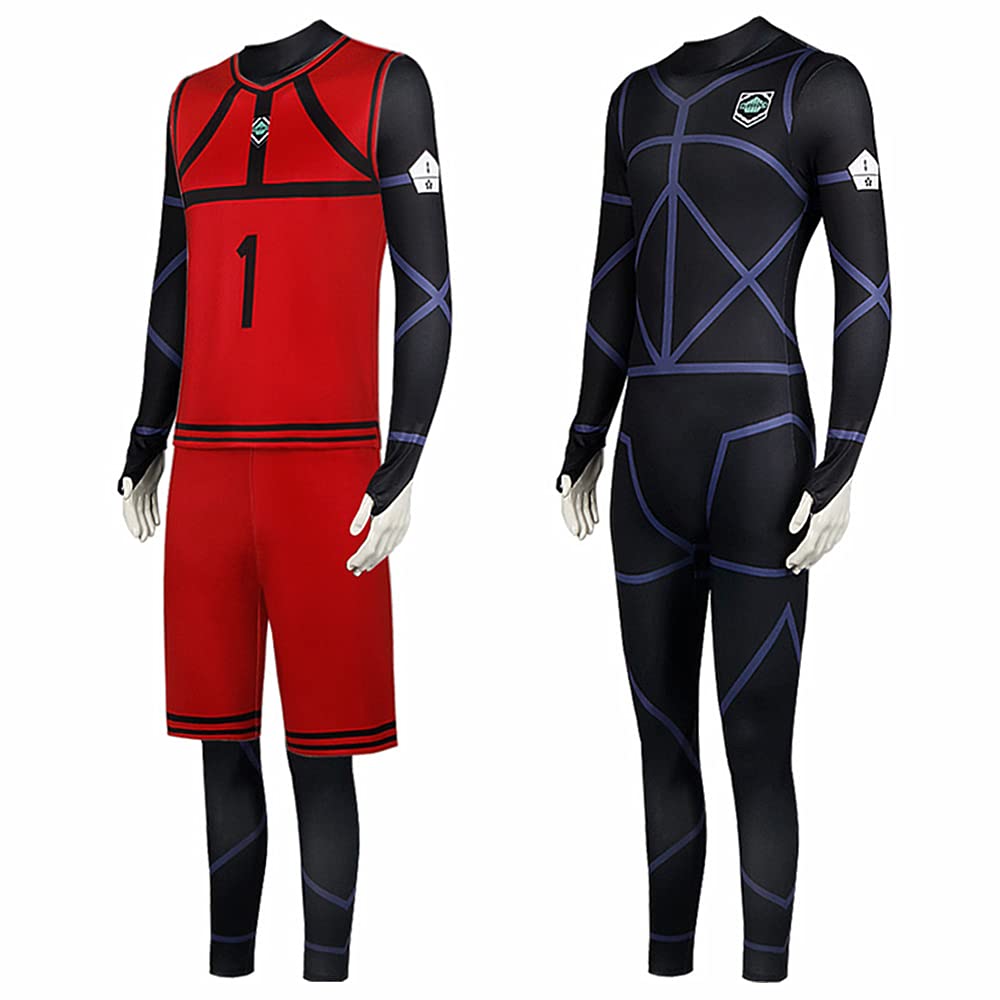 Charous Anime Manga Blue Lock Cosplay Itoshi Rin Sportbekleidung, Unisex, Sportkostüm für Cosplay