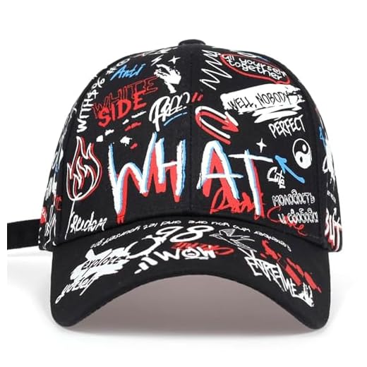 Korean Trendy Printed Adjustable Hip-Hop Cap, Street Graffiti Baseball Cap, Stylish Youth Designer Hat for Men & Women(98 Black)