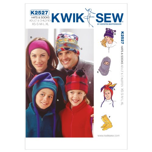 Kwik Sew K2527 Hats and Socks Adult and Children Sizes Sewing Pattern, XS-S-M-L-XL