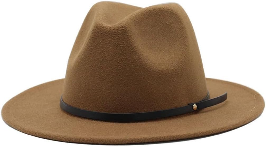 Classic Western Wool Felt Cowboy Hat, 2-inch Brim, Black, with Leather Band