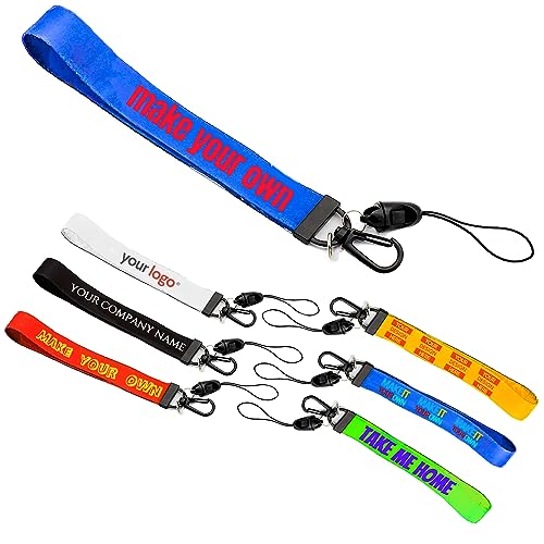 TEMEITE Llavero personalizado con cordón para tarjetas de identificación, elegante correa de muñeca para mujeres y hombres, Rojo (Azul)