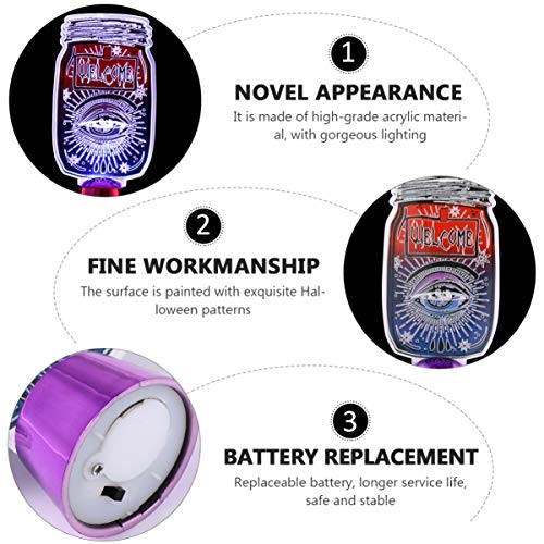 STOBOK Dia Das Bruxas 3D Ilusão Lâmpada LED Sacar Fantasma Olho Luz Da Noite Decorativos Acrílico Ol