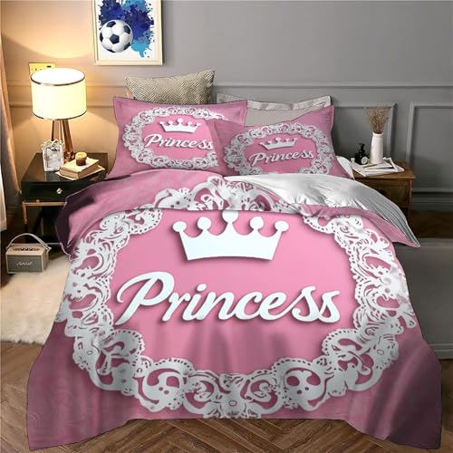 Linge de lit couronne de princesse imprimé 3D King parure chic rétro - 6