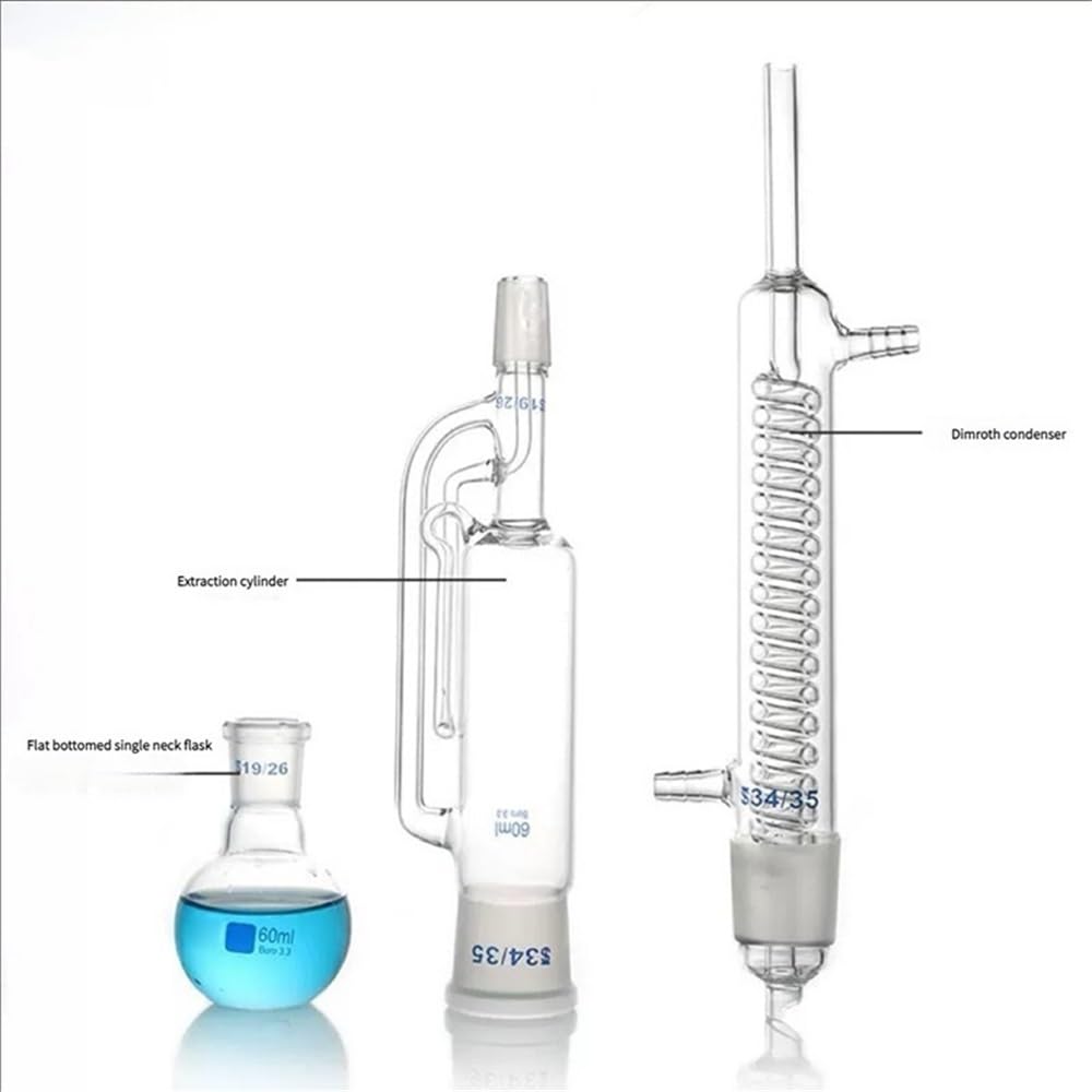 Laboratoryjny ściągacz do szkła 60/150 ml/250 ml/500 ml/1000 ml/2000 ml ze skraplaczem i korpusem ekstraktora i zestawem laboratoryjnym spiralny/żarówki. (500ml spherical)