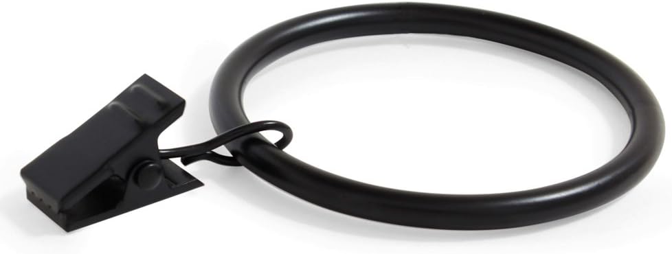 Ivilon Curtain Rings - Set of 14 Decorative Drapery Rings Curtain Clip Rings with Strong Clips 2" Diameter Available Black R001-009BLA-2