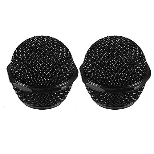 uxcell 2pcs Black Microphone Ball Head Mesh Grill Metal Windscreen with Inner Foam Filter