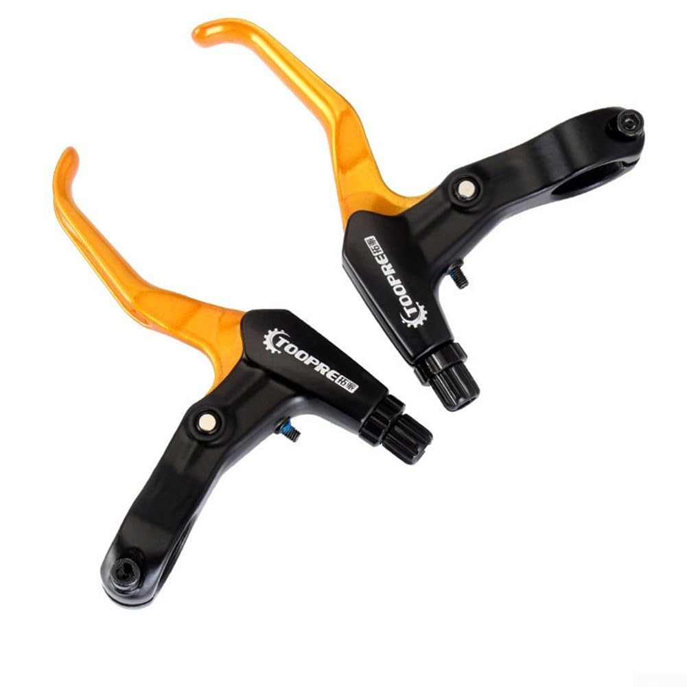 1 Pair Mountain Brake Lever,Aluminum Alloy Light Brake Lever,Bicycle V-shaped Brake Handlebar,Brake Handle Bicycle Riding(gold)