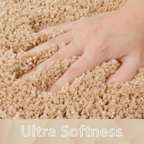 Image of Premium Antiskid Shaggy Carpet /Rug Plain Fur Rectangular Rugs,Soft Microfiber for Bedroom,Living Room,Kids Room,Hall etc (Gold, 5X5 FEET Round)