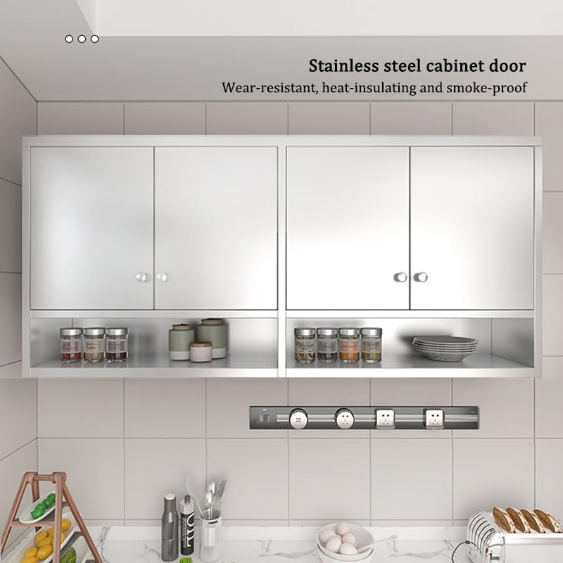 Moderner Küchenschrank aus Edelstahl mit verstellbaren Regalen, Doppeltür-Design, 120 x 30 x 70 cm, elegante Aufbewahrungslösung für Zuhause und Restaurant