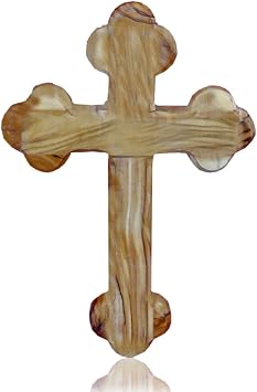Zuluf 6.7" Wooden Orthodox Wall Cross Plain Christian Handmade Cross from Jerusalem Holy Land Gift CRS090