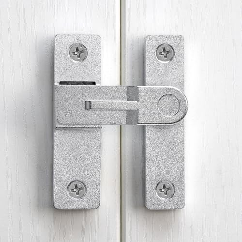 Image of 3 Packs Silvery Flip Barn Door Lock - 180 Degree Barn Door Lock Privacy Security Latch - Elegant Gate Latch Hardware for Barn Doors, Windows, Gardens, Cabinets, Bathrooms, and Sliding Doors