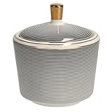 home&you - Zuckerdose Astar, aus New Bone China, mit Deckel und goldenem Knauf, für Würfelzucker, Kandiszucker, Zuckersticks, Zuckerstreuer, Puderzucker, Zuckerspender, Ø9x10.3cm - Schwarz