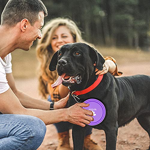 Image of Collapsible Dog Bowls for Travel, 2-Pack Dog Portable Water Bowl for Dogs Cats Pet Foldable Feeding Watering Dish for Traveling Camping Walking with 2 Carabiners, BPA Free