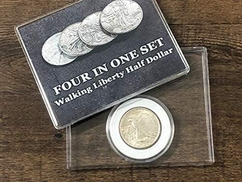 Miniatura 5 de SUMAG Cuatro en uno Walking Liberty Half Dollar Set Magic Tricks Coin Appear Vanish Magic for Magicians Accesorio Close up Ilusión Mentalismo Props