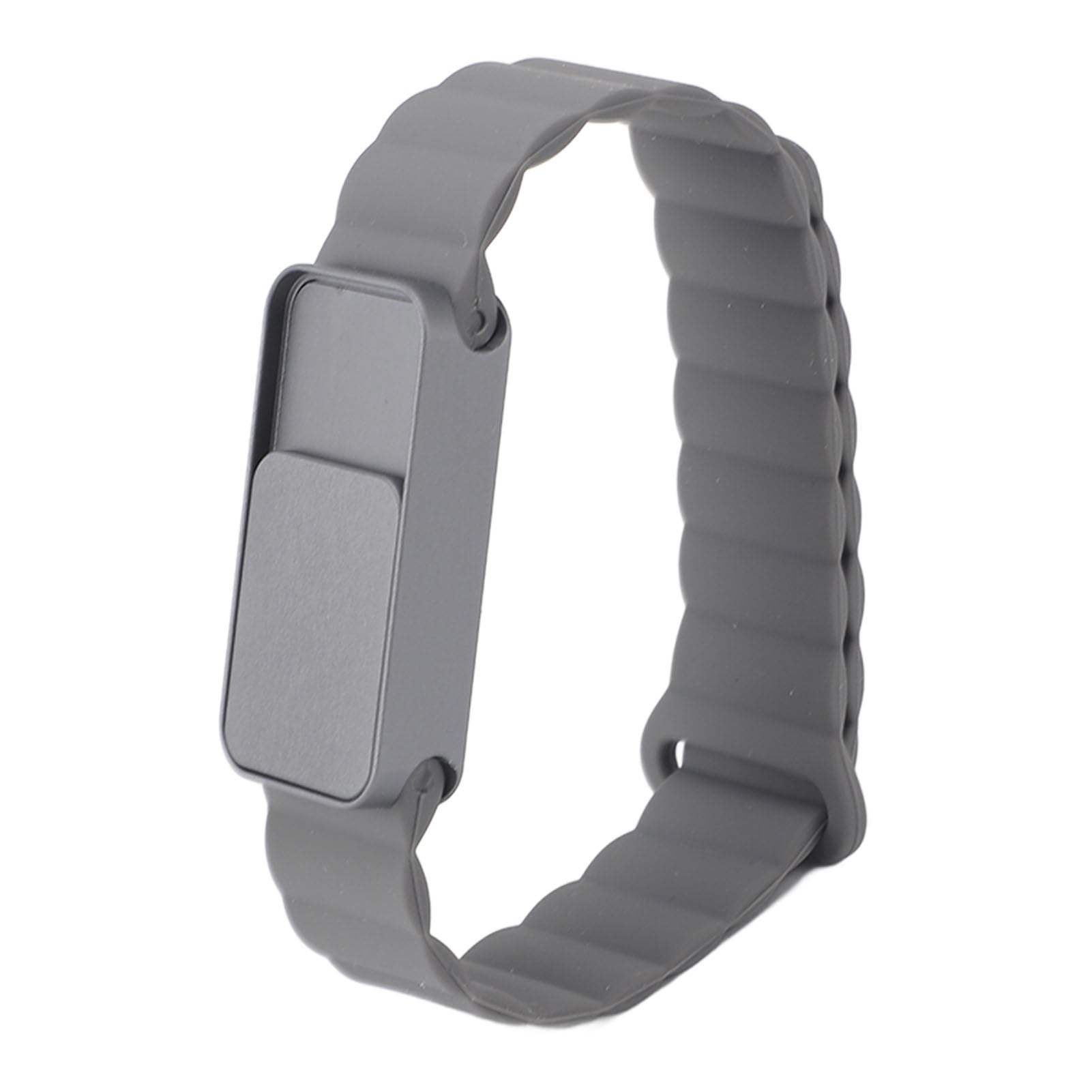 Pulsera difusora de aceites Esenciales, Pulsera de aromaterapia de Silicona de aleación de Aluminio, 3 Hojas de Fragancia, Plata Oscura para Hombres y Mujeres (Menta)